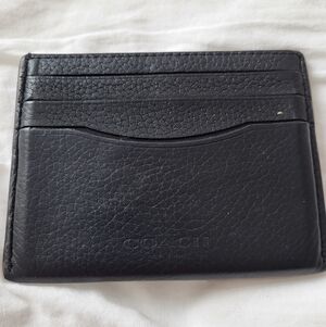 Coach Pebbled Black Leather Card Holder